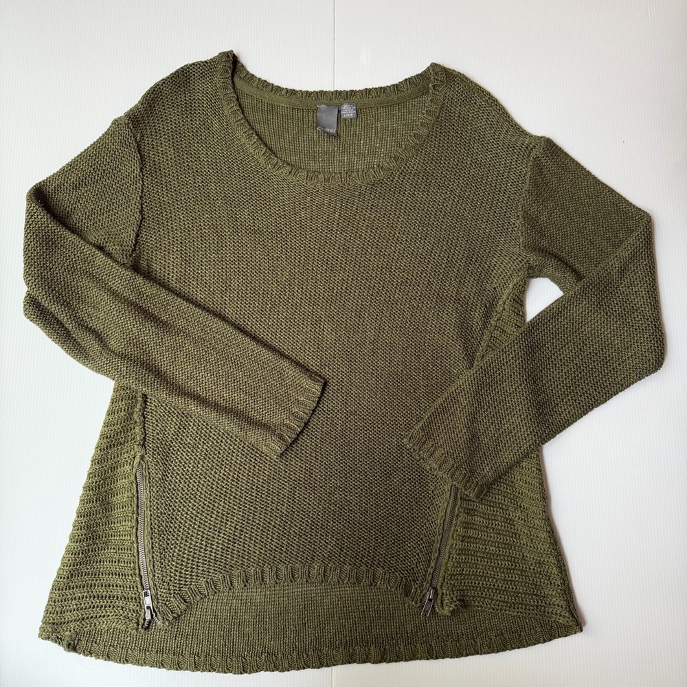 Quinn - Olive Green Scoop Neck Sweater - Size large